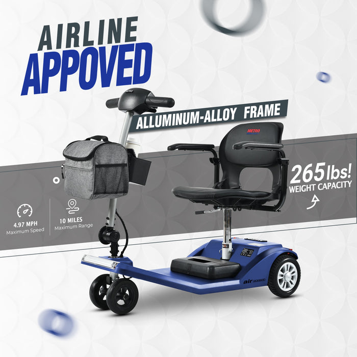 Metro Mobility Air Classic 3-Wheel Mobility Scooter | 300lb Capacity | Airline Approved | 18 Mile Range