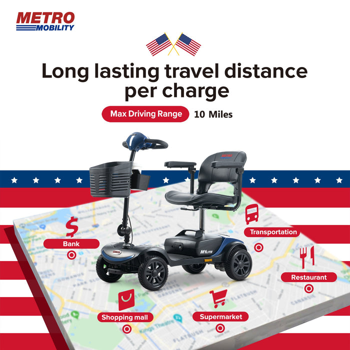 Metro Mobility M1 Lite 4-Wheel Mobility Scooter | 265lbs Weight Capacity | 10 Miles Range | 4.97 MPH