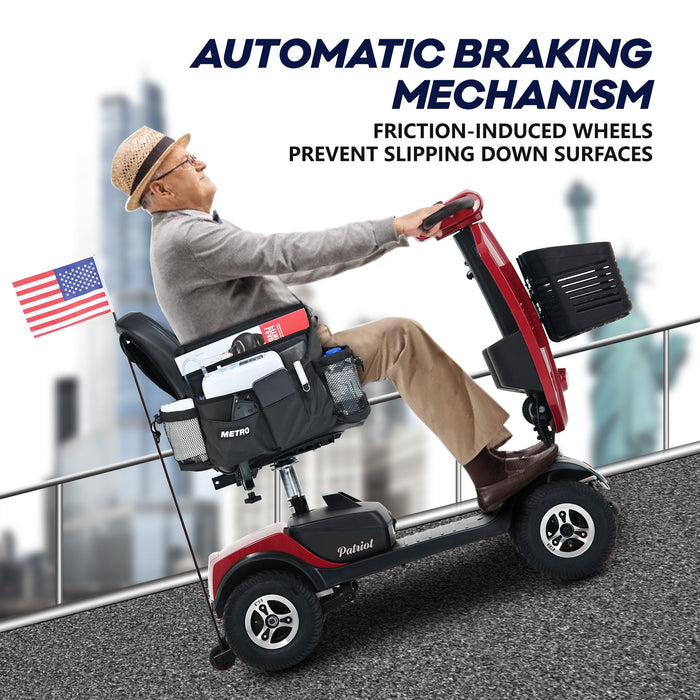 Metro Mobility Patriot 4-Wheel Mobility Scooter | 300lb Capacity | 10 Mile Range | 4.97 MPH | Rear Suspension