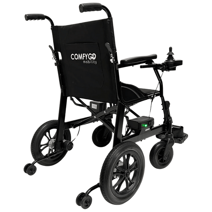 ComfyGo X-lite Ultra Lightweight Foldable Electric Wheelchair | 220 lb Capacity | 10 Mile Range | 18.5” Wide Seat