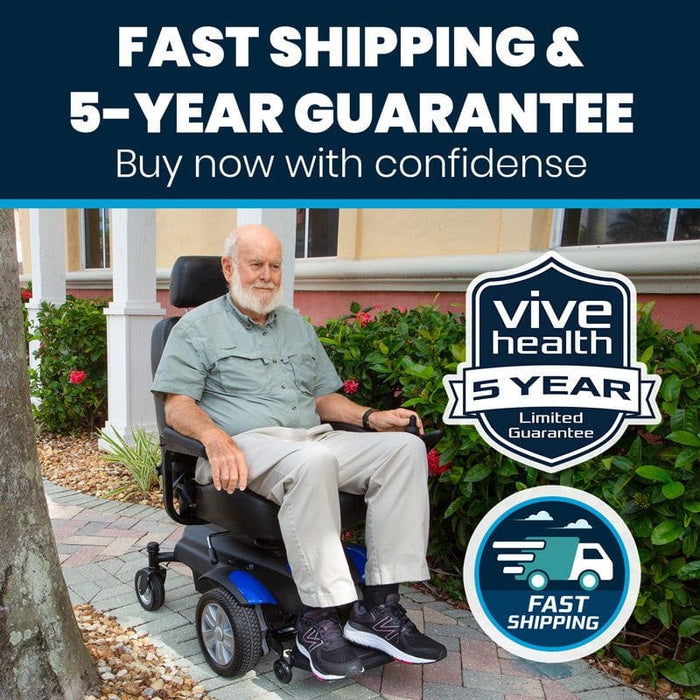 Vive Health Model V Electric Wheelchair | 300lb Capacity | 15 Mile Range | 4 MPH Top Speed