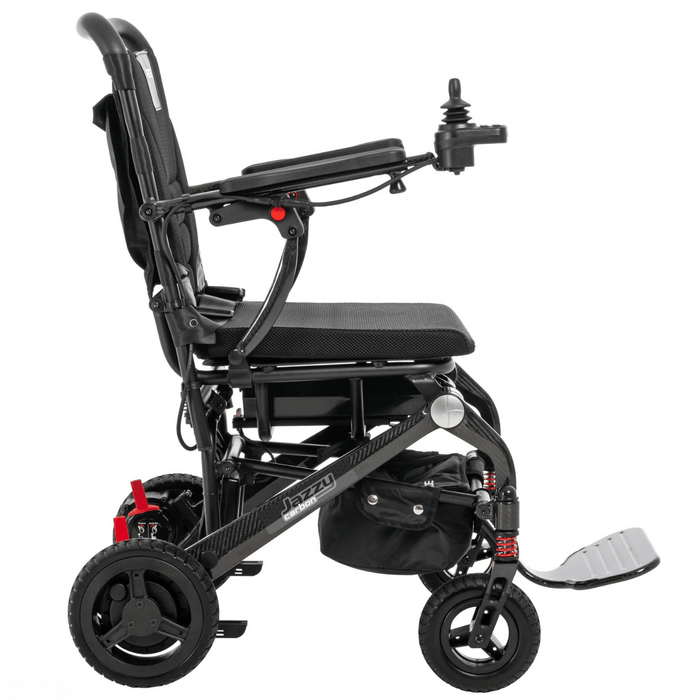 Pride Jazzy Carbon Travel Folding Power Wheelchair | Ultra-Light Carbon Fiber | 300lb Capacity | 9.3 Mile Range | 3.7 MPH Speed