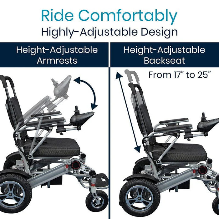 Vive Health Foldable Lightweight Power Wheelchair | Aluminum Frame | 265 lbs Weight Capacity