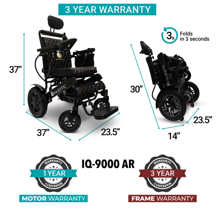 ComfyGo Majestic IQ-9000 Remote Control Foldable Electric Wheelchair | 310 lb Capacity | 19 Mile Range | 20” Wide Seat