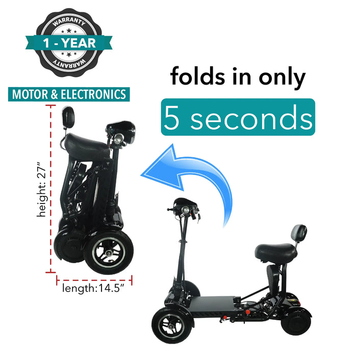 ComfyGo MS-3000 Foldable 4-Wheel Mobility Scooter | 12 MPH Speed | 265lb Capacity | 25 Mile Range