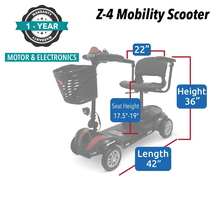 ComfyGo Z4 Ultra-Light 4-Wheel Electric Mobility Scooter | 350lb Capacity | 13 Mile Range | 5 MPH Speed